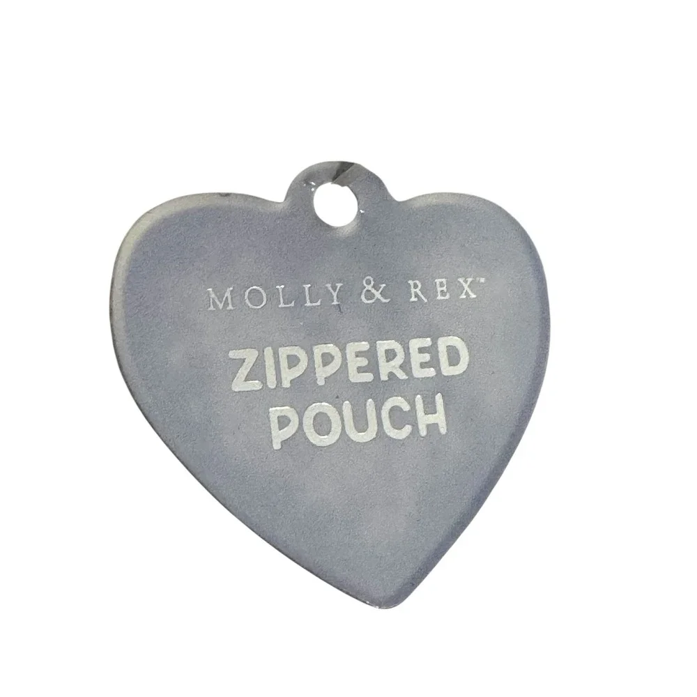 Molly & Rex Pug Dog Zippered Pouch Coin Purse Key Ring Tan Bow Tie NEW with FLAW
